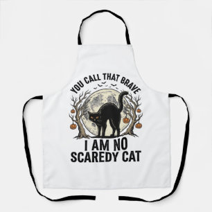 Halloween Scaredy Cat Vintage Engraving Shirt Desi Apron