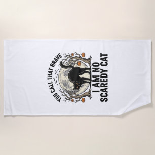 Halloween Scaredy Cat Vintage Engraving Shirt Desi Beach Towel