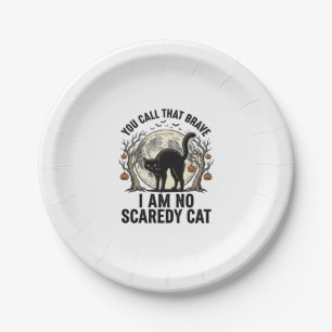 Halloween Scaredy Cat Vintage Engraving Shirt Desi Paper Plate