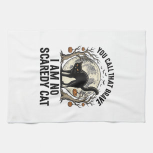 Halloween Scaredy Cat Vintage Engraving Shirt Desi Tea Towel