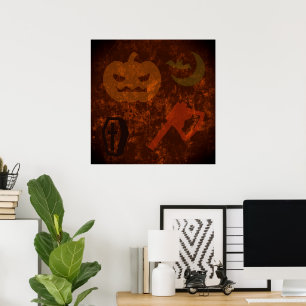 Halloween Scares on Eerie Background Poster