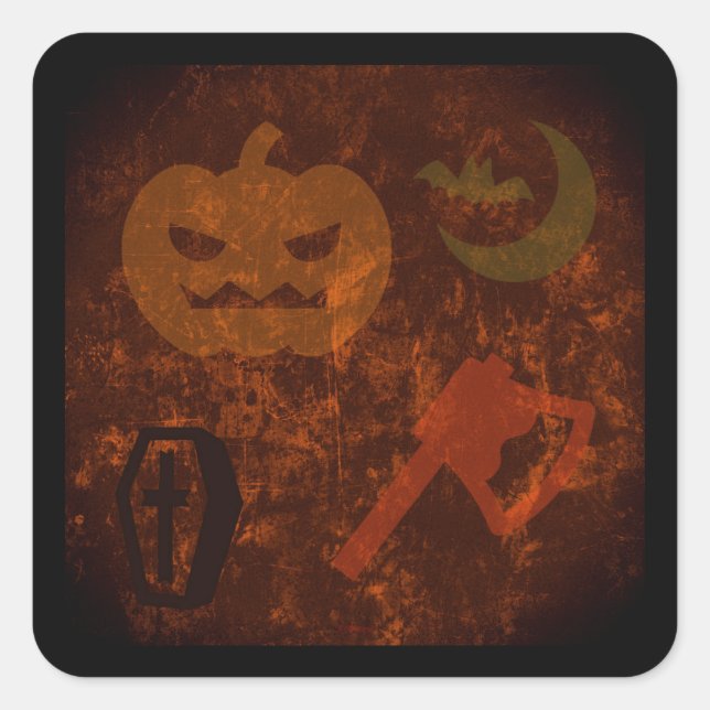 Halloween Scares on Eerie Background Square Sticker (Front)