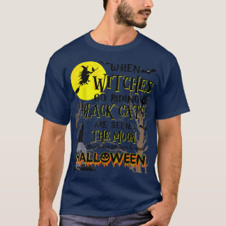 Halloween Scary Black Cat Jackolantern Witches Bat T-Shirt