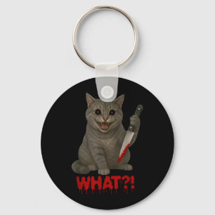 Halloween Scary Black Cats Funny Kitty What Bloody Key Ring