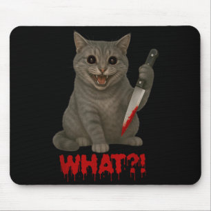 Halloween Scary Black Cats Funny Kitty What Bloody Mouse Pad