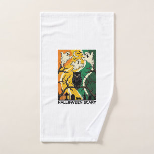 Halloween Scary Black Owl Ghosts Graveyard_1 Hand Towel