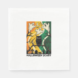 Halloween Scary Black Owl Ghosts Graveyard_1 Napkin