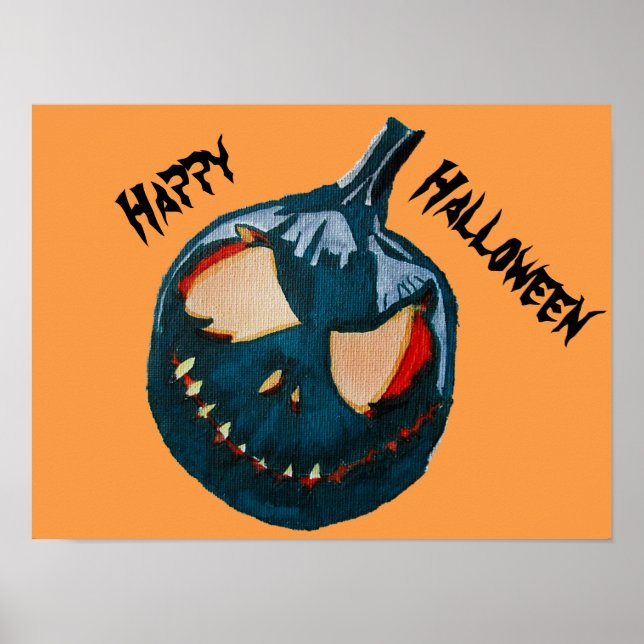 HALLOWEEN SCARY BLACK PUMPKIN POSTER (Front)