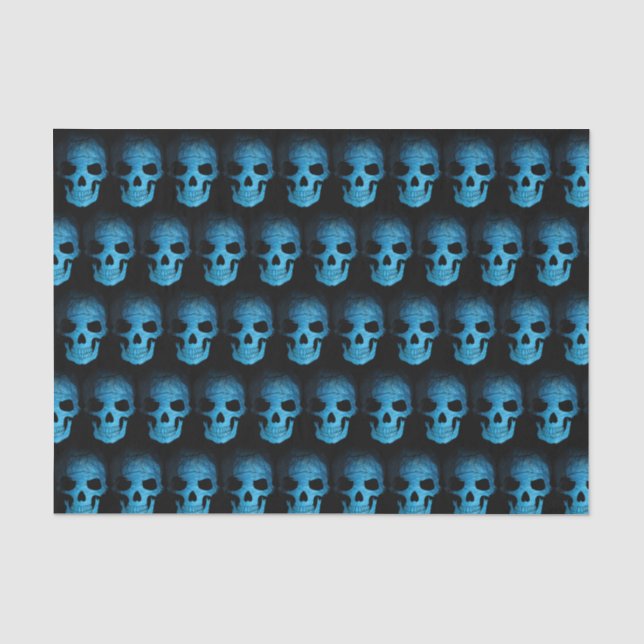 Halloween Scary Blue Night Skull Tissue Paper (Front)