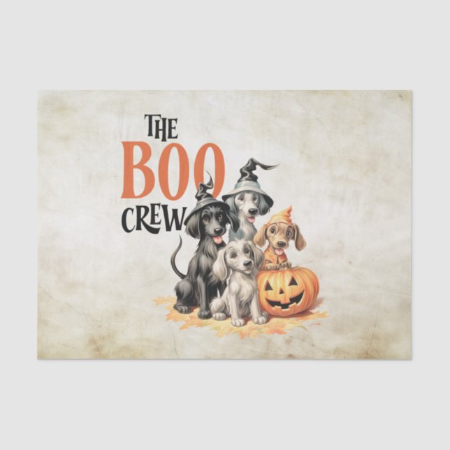 Halloween Scary Boo Dogs Crew Orange Pumpkin Tissue Paper (Front)