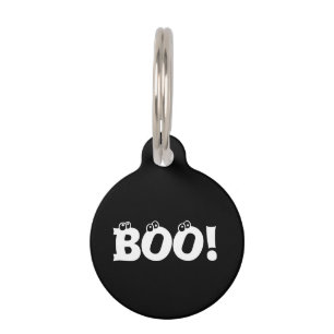 Halloween Scary Boo! eyeballs black funny dog Pet Tag
