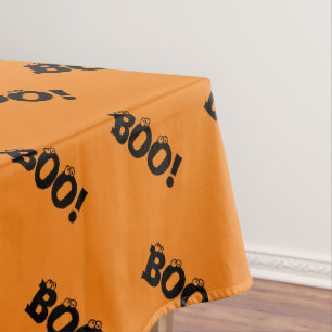 Halloween Scary Boo! eyeballs black orange funny Tablecloth