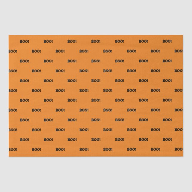 Halloween Scary Boo! eyeballs black orange pattern Tissue Paper (Front)