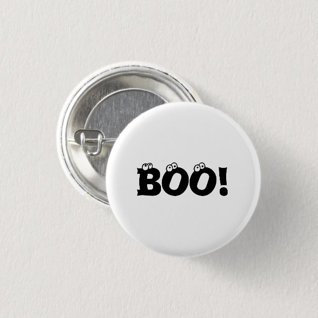 Halloween Scary Boo! eyeballs black white 3 Cm Round Badge (Front & Back)