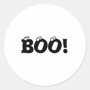Halloween Scary Boo! eyeballs black white Classic Round Sticker