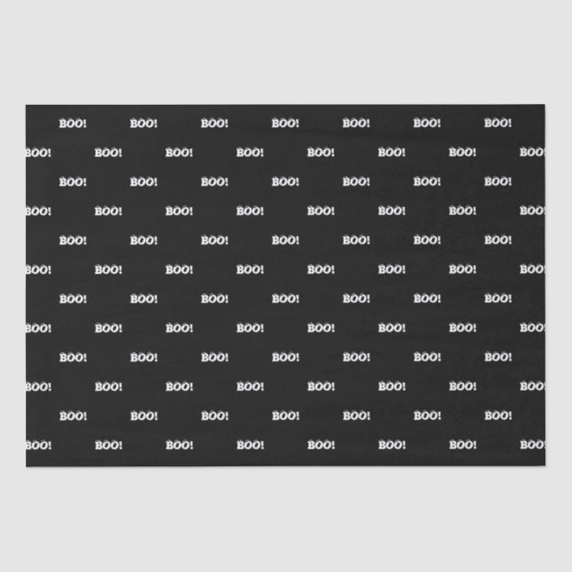 Halloween Scary Boo! eyeballs black white pattern Tissue Paper (Front)