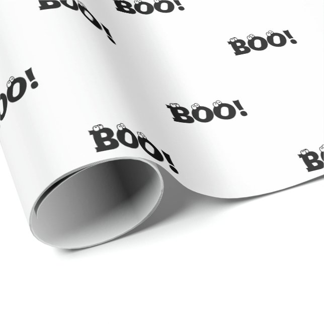 Halloween Scary Boo! eyeballs black white pattern Wrapping Paper (Roll Corner)