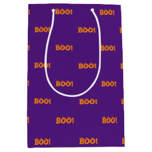 Halloween Scary Boo! eyeballs orange purple treats Medium Gift Bag