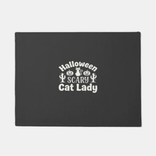 Halloween Scary Cat Lady_1 Doormat