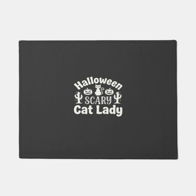 Halloween Scary Cat Lady_1 Doormat (Front)