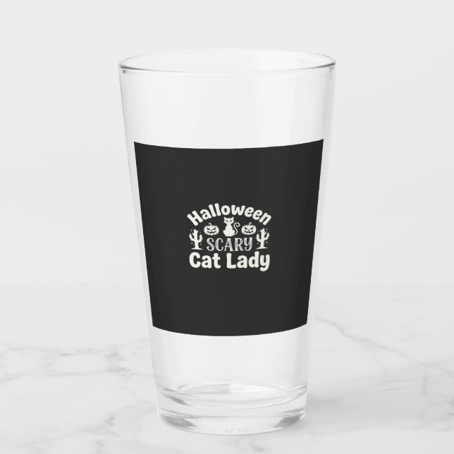 Halloween Scary Cat Lady_1 Glass (Front)