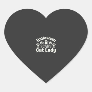 Halloween Scary Cat Lady_1 Heart Sticker