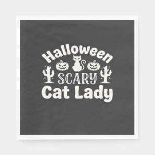 Halloween Scary Cat Lady_1 Napkin