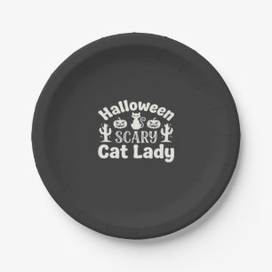 Halloween Scary Cat Lady_1 Paper Plate