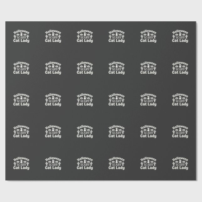 Halloween Scary Cat Lady_1 Wrapping Paper (Flat)