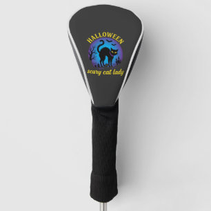 Halloween Scary Cat Lady Black Cat Golf Head Cover