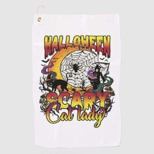 Halloween Scary Cat Lady Grim Reaper Moon Magic Bo Golf Towel