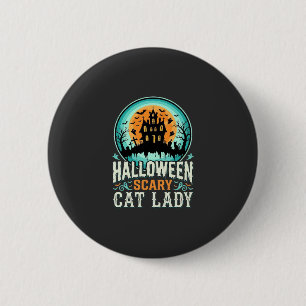 Halloween Scary Cat Lady Haunted House Design_1 6 Cm Round Badge