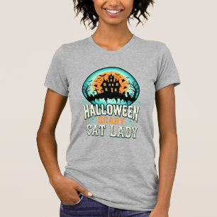 Halloween Scary Cat Lady Haunted House Design_1 T-Shirt