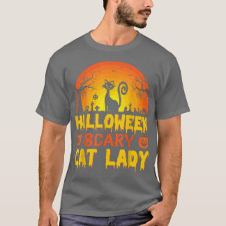 Halloween Scary Cat Lady, Spooky Cat Halloween  T-Shirt