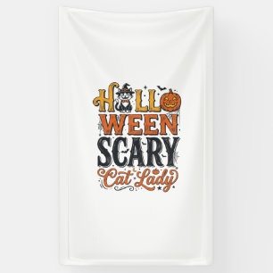 Halloween Scary Cat Lady Vintage Cat Shirt Design_ Banner