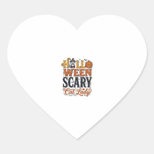Halloween Scary Cat Lady Vintage Cat Shirt Design_ Heart Sticker