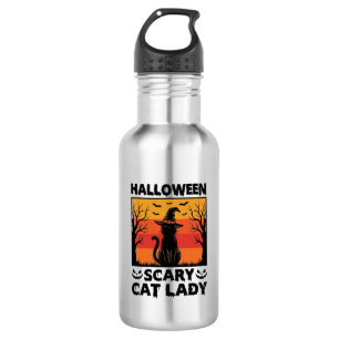 Halloween Scary Cat Lady Vintage Engraving Shirt D 532 Ml Water Bottle