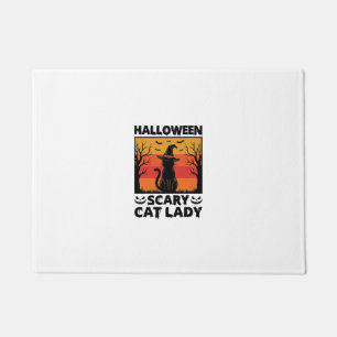 Halloween Scary Cat Lady Vintage Engraving Shirt D Doormat
