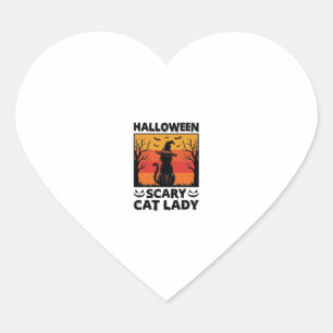 Halloween Scary Cat Lady Vintage Engraving Shirt D Heart Sticker