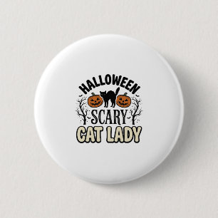 Halloween Scary Cat Lady Vintage Vector Design_1 6 Cm Round Badge