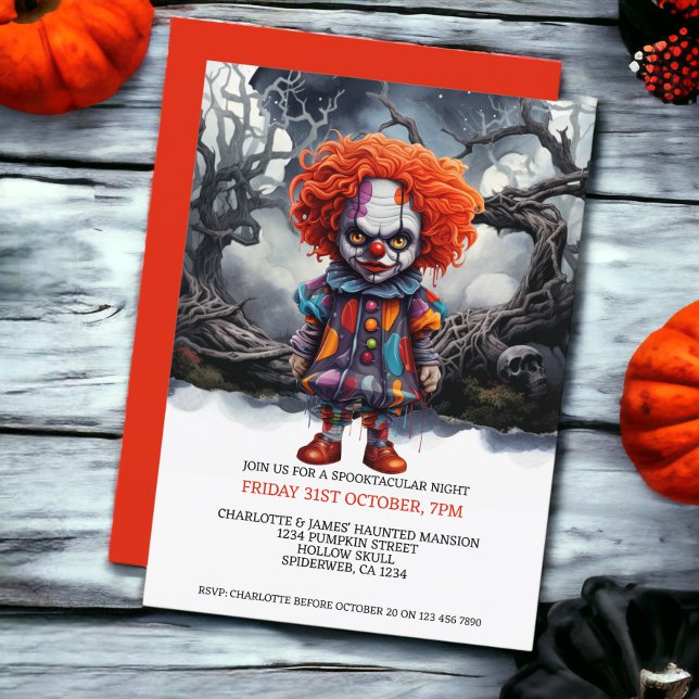 Halloween Scary Clown In Woods Invitation (Halloween Scary Clown In Woods Invitations from Ricaso)