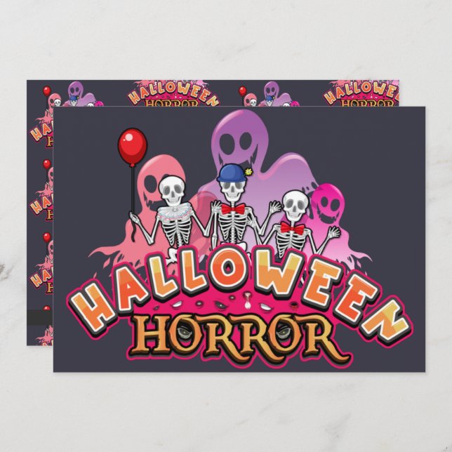 Halloween Scary Clowns Horror    Invitation (Front/Back)