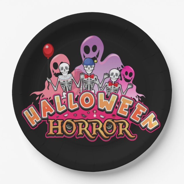 Halloween Scary Clowns Horror   Paper Plates (Front)