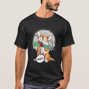 Halloween Scary Corgi Dog Zombie And Moon Men Wome T-Shirt