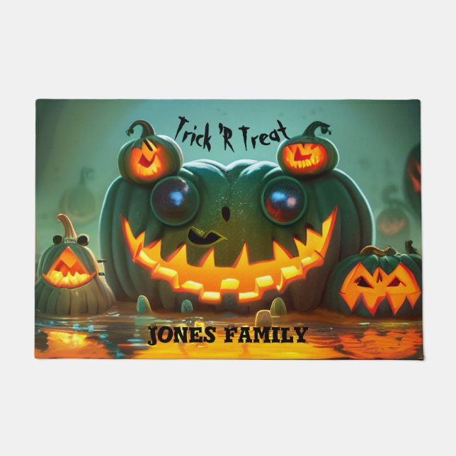 Halloween Scary Creature Pumpkin Doormat (Front)
