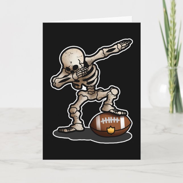 Halloween Scary Dabbing Skeleton Football Player Card (Front)
