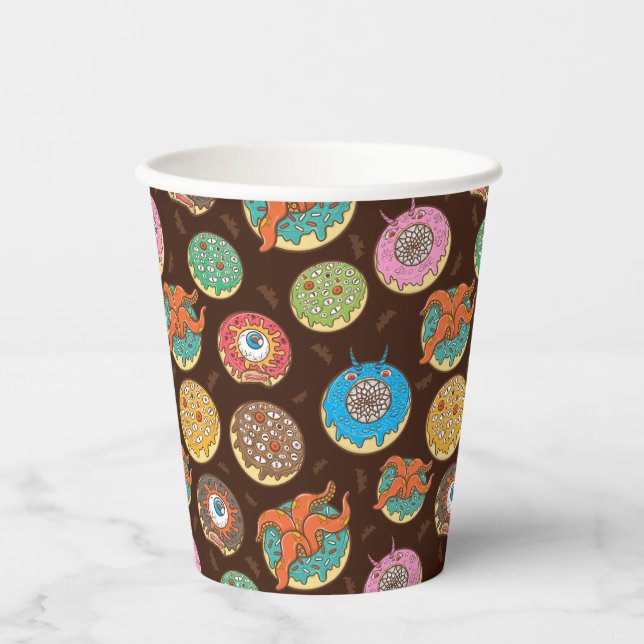 Halloween Scary Doughnut Pattern Paper Cups (Front)