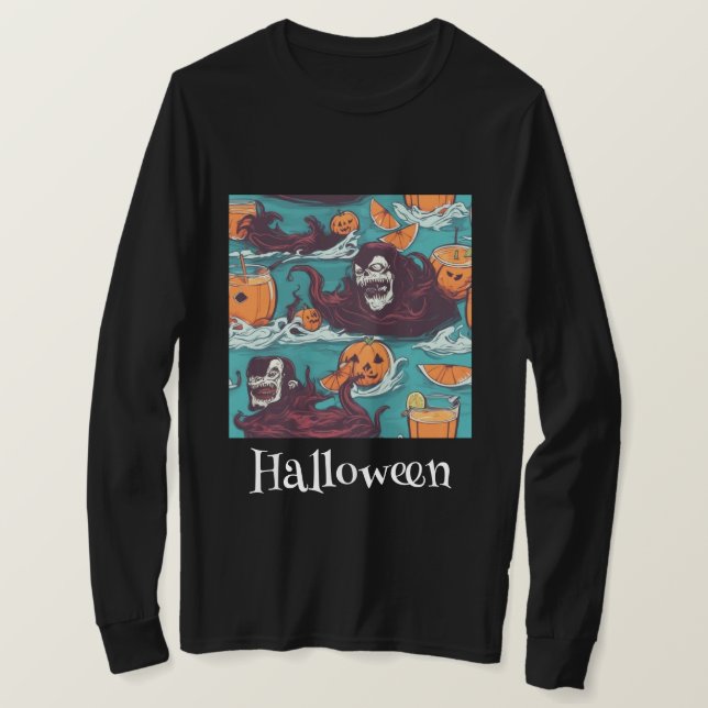 Halloween Scary Evil Pumpkin T-Shirt (Design Front)