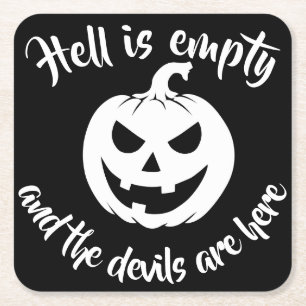 Halloween Scary Face Jack-O-Lantern Custom  Square Paper Coaster