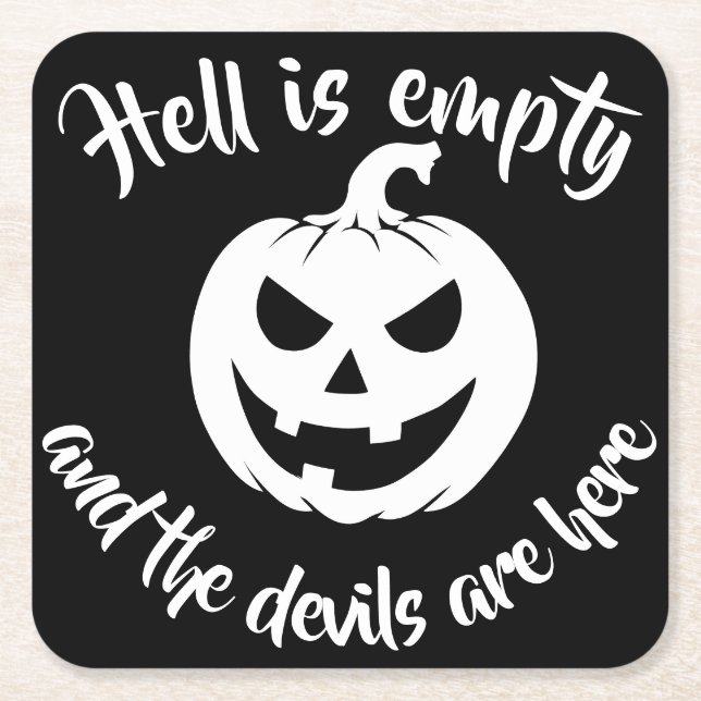 Halloween Scary Face Jack-O-Lantern Custom  Square Paper Coaster (Front)